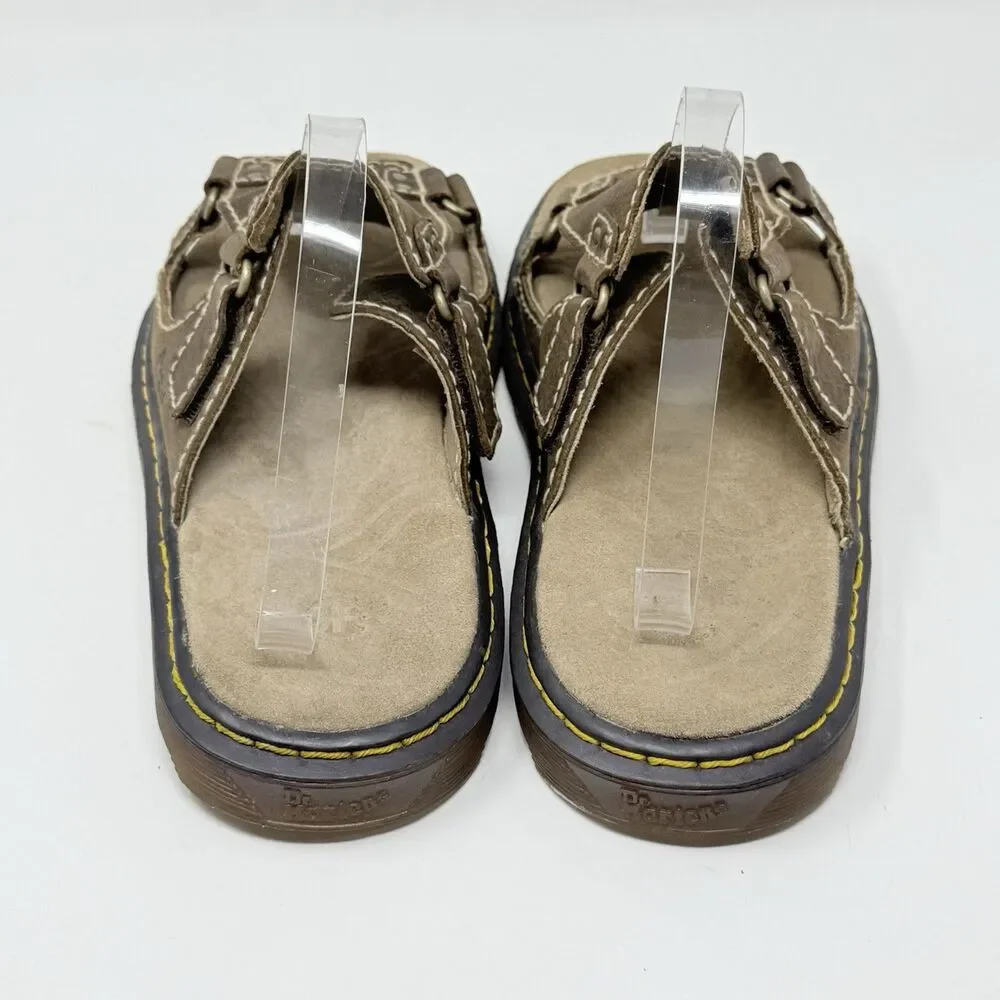 Dr. Martens Slide Sandals Shoes Mens 11 Brown Leather Fisherman Casual Preppy